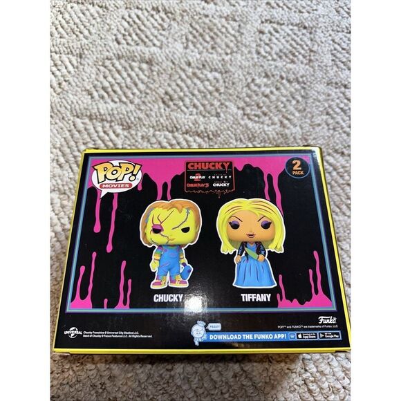 Funko Pop 2 Pack CHUCKY and TIFFANY (Black Light) Vinyl Figures Hot Topic EX - Picture 2 of 3